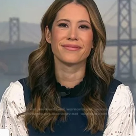 Veronica Beard Women's Roy Mixed Media Pullover Knit Sweater Navy White Size XS - Picture 12 of 13